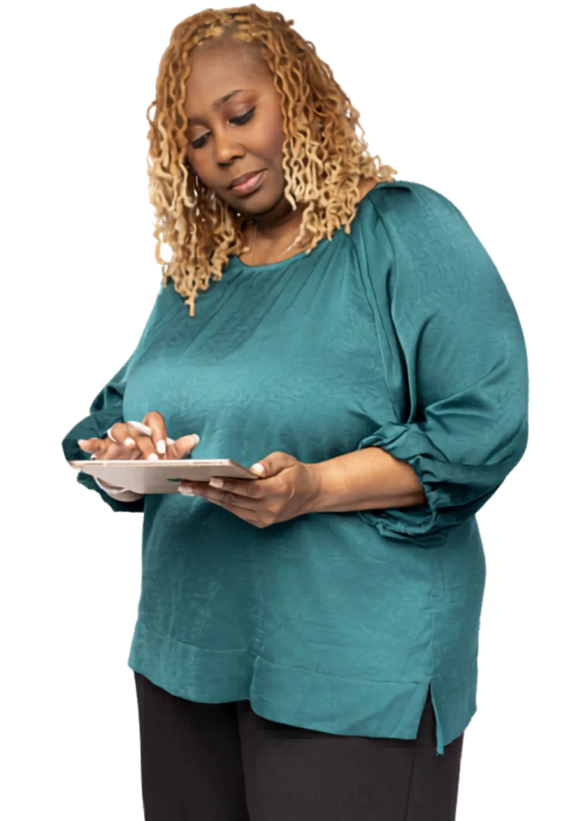 Trenika working on a tablet